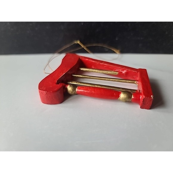 Vintage Christmas Wooden Harp Ornament - Picture 4 of 10